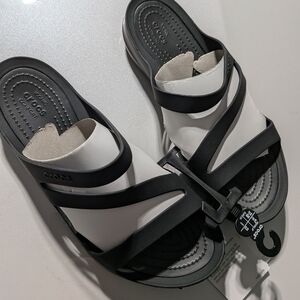 Crocs Women's Black and White Sandals